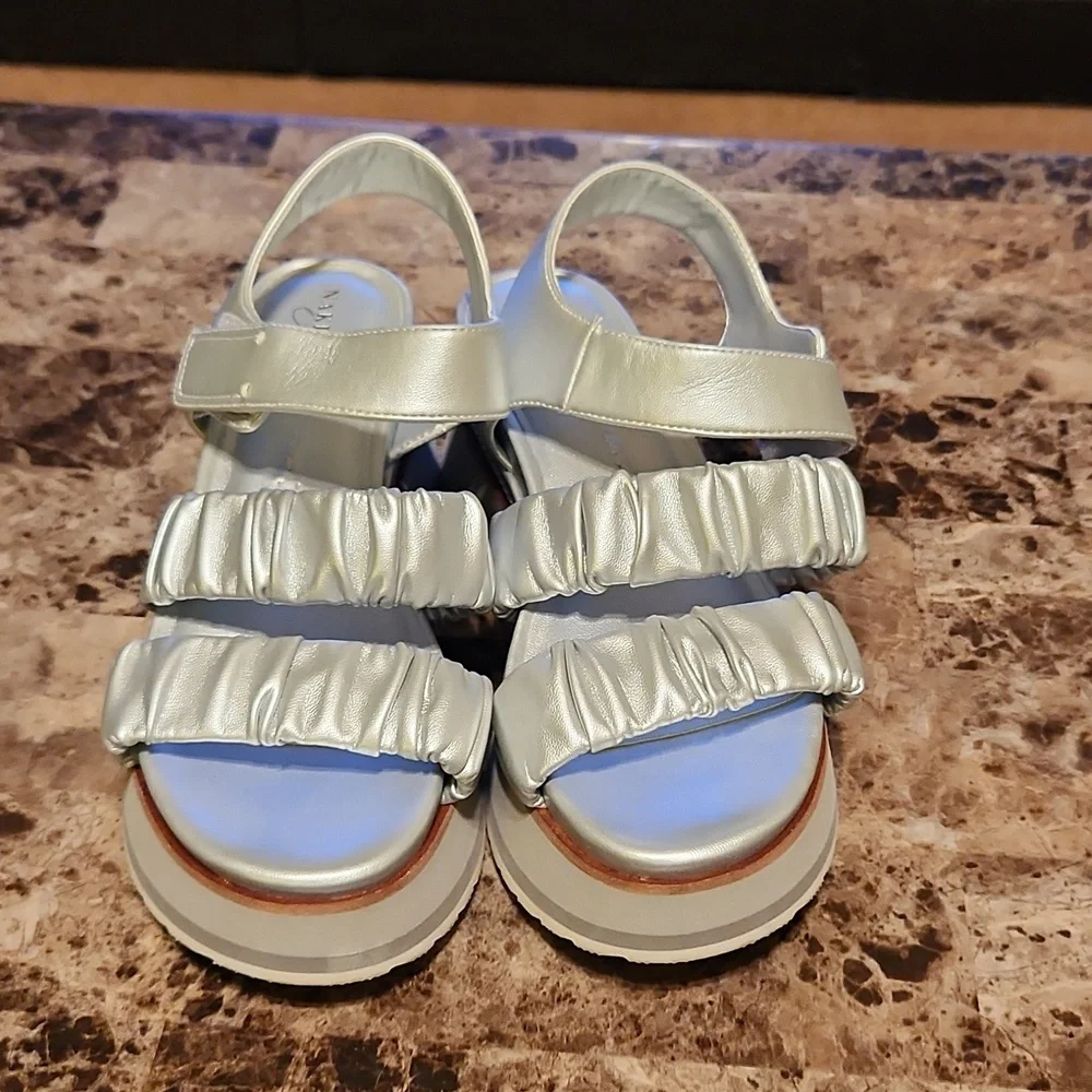 Naked Feet Metallic Silver Platform Sandals